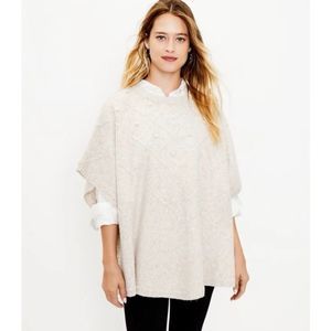 Loft Bobble Poncho Wool Cream Sweater
